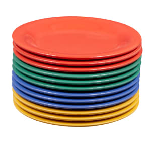 284-WP6MIX 6 1/2" Round Melamine Dessert Plate, Assorted Colors