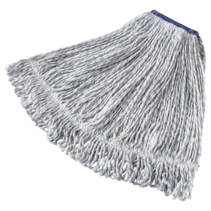 007-FGD51306WH00 Large Finish Mop Head - 1" Headband, 4 Ply Yarn, White/Blue Stripe