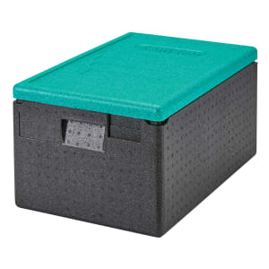 144-EPP180CLSW360 GoBox™ Insulated Food Carrier - 48 3/5 qt w/ (1) Pan Capacity, Black w/ Green Lid