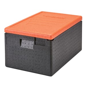 144-EPP180CLSW363 GoBox™ Insulated Food Carrier - 48 3/5 qt w/ (1) Pan Capacity, Black w/ Orange Lid