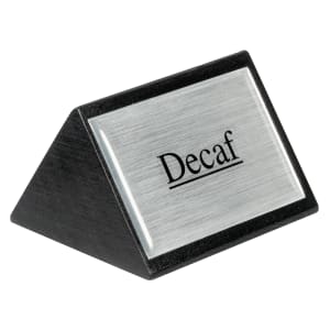 166-SIGND4 Decaf Table Tent Sign - 1 3/4" x 3", Silver/Black Wood