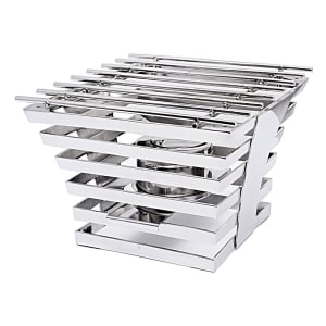 969-1710 10" Square Escalate Riser w/ Sterno Holder - 6 1/2"H, Stainless Steel