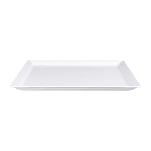 701-M1412W 14 3/4" x 12 3/4" Rectangular Vogue Platter - Melamine, White