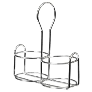 166-MCADDY 2 Compartment Oval Condiment Caddy - Stainless Steel