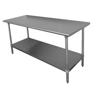 009-TTS246X 72" 18 ga Work Table w/ Undershelf & 430 Series Stainless Flat Top