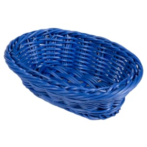 284-WB1503BL Oval Bread & Bun Basket, 9" x 6 3/4", Polypropylene, Blue