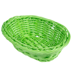 284-WB1503G Oval Bread & Bun Basket, 9" x 6 3/4", Polypropylene, Green