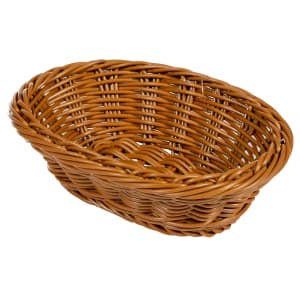 284-WB1503H Oval Bread Basket, 9" x 6 3/4", Polypropylene, Honey