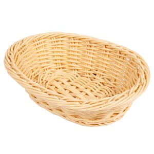 284-WB1503N Oval Bread & Bun Basket, 9" x 6 3/4", Polypropylene, Natural