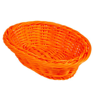 284-WB1503OR Oval Bread & Bun Basket, 9" x 6 3/4", Polypropylene, Orange
