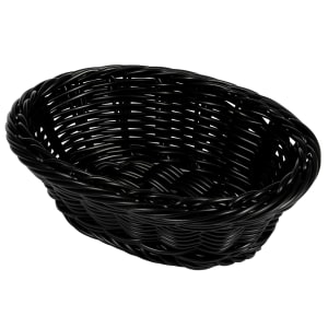 284-WB1504BK Oval Bread & Bun Basket, 9" x 6 3/4", Polypropylene, Black