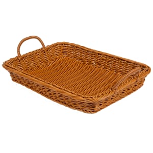 284-WB1524H Rectangular Bread & Bun Basket, 18" x 12 1/4", Polypropylene, Honey