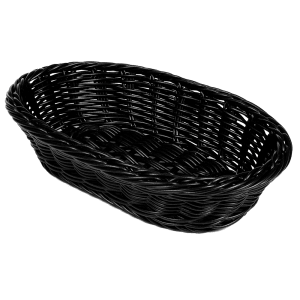 284-WB1505BK Oval Bread & Bun Basket, 11 3/4" x 8", Polypropylene, Black