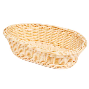 284-WB1505N Oval Bread & Bun Basket, 11 3/4" x 8", Polypropylene, Natural