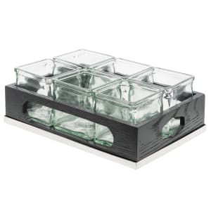 151-380587 Rectangular 6 Compartment Condiment Jar Display - Clear/Gray