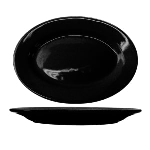 129-CA51B 15 1/2" x 10 1/2" Oval Cancun™ Platter - Ceramic, Black
