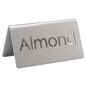 482-1CBFALMONDMOD Almond Beverage Table Tent Sign - 3"W x 1 1/2"H, Brushed Stainless
