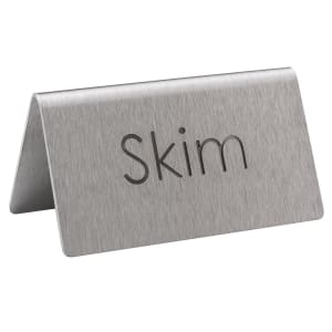 482-1CBFSKIMMOD Skim Beverage Table Tent Sign - 3"W x 1 1/2"H, Brushed Stainless