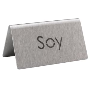 482-1CBFSOYMOD Soy Beverage Table Tent Sign - 3"W x 1 1/2"H, Brushed Stainless