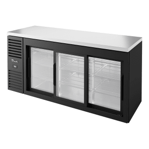 598-TBR72RISZ1LB111 72" Bar Refrigerator - Sliding Glass Doors, Black, 115v
