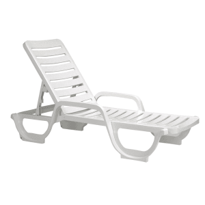 838-44031004 Bahia Outdoor Stackable Chaise w/ Adjustable Back - Resin, White