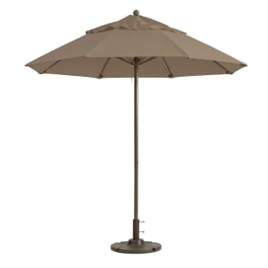 838-98818131 9 ft Round Top Windmaster Umbrella - Taupe Fabric, Aluminum Pole