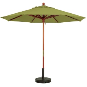 838-98944931 7 ft Round Top Market Umbrella - Pesto Fabric, Wooden Pole