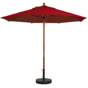 838-98948231 7 ft Round Top Market Umbrella - Terra Cotta Fabric, Wooden Pole