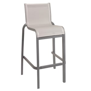 838-US300289 42 7/10" Sunset Barstool w/ Gray Fabric Back & Seat - Aluminum, Gray