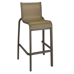 838-US300599 42 7/10" Sunset Barstool w/ Cognac Fabric Back & Seat - Aluminum, Fusion Bronze