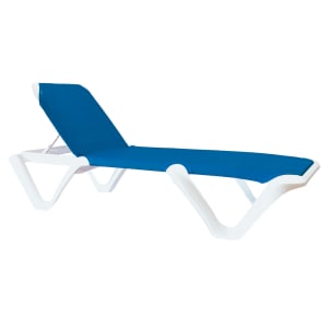 838-US891104 Nautical Pro Outdoor Stackable Chaise - Blue Fabric w/ White Resin Frame