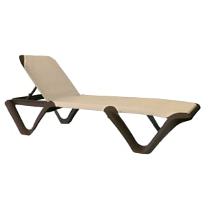 838-US892137 Nautical Pro Outdoor Stackable Chaise - Beige Fabric w/ Bronze Resin Frame
