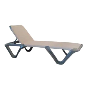 838-US891102 Nautical Pro Outdoor Stackable Chaise - Brown Fabric w/ Charcoal Resin Frame