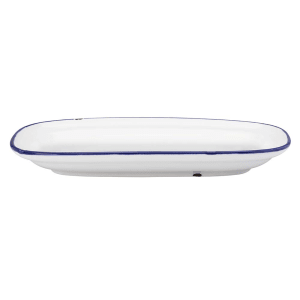 324-L2105008350 10" x 6" Rectangular Tin Tin™ Platter - Porcelain, White & Blue