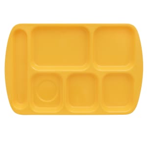284-TR151BY Melamine Rectangular Tray w/ (6) Compartments, 15 1/2" x 9 7/8", Bright Yellow