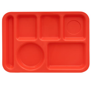 284-TR152RO Plastic Rectangular Tray w/ (6) Compartments, 14 3/8" x 9 7/8", Rio Orange