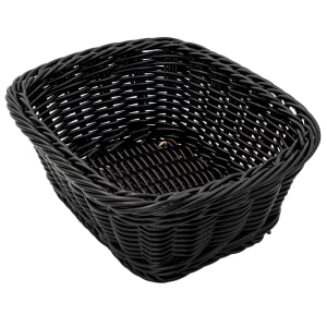 284-WB1506BK Oval Bread & Bun Basket, 9 1/2" x 7 3/4", Polypropylene, Black