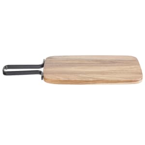 229-10078 Rectangular Serving Paddle w/ Handle - 15 1/8" x 8 1/2", Acacia Wood/Metal