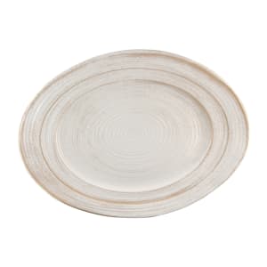 701-M1318OVSTOWD 18" x 13" Oval Della Terra Platter - Melamine, Off White Stone