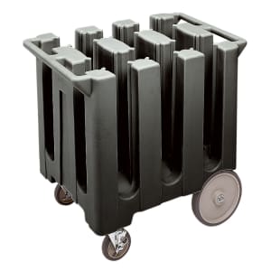 144-DC575110 23 1/2" Mobile Dish Caddy w/ (6) Columns - Plastic, Black