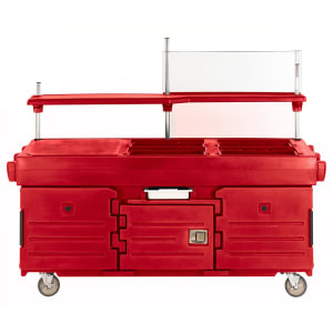 144-KVC856158 Kiosk Type Food Cart w/ Lockable Storage, 85 1/8"L x 33 1/2"W x 70 1/2"H, Red