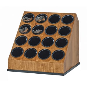 151-34231699 16 Compartment Flatware Cylinder Holder Frame - 18 1/2"H, Wood, Black