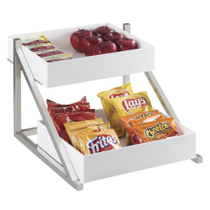 151-344855 2 Level Tiered Merchandiser - 15 1/2"L x 20 3/4"W x 12 3/4"H, Plastic Bins/Silver Frame