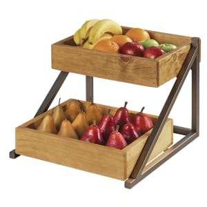 151-344884 2 Level Tiered Merchandiser - 15 3/4"L x 17"W x 13"H, Pine Bins/Bronze Frame