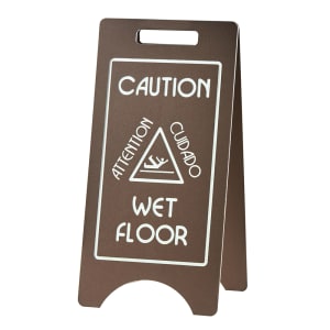 151-3506 Folding Wet Floor Sign - 11 3/4"L x 17"W x 23"H, Plastic, Brown