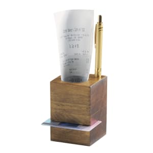 151-373499 3 Section Guest Check Holder - 2 3/4"L x 2 3/4"W x 4"H, Rustic Pine