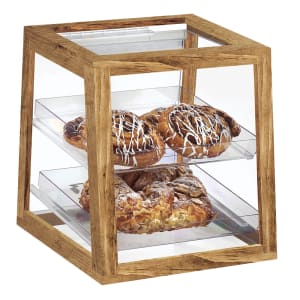 151-383299 2 Tier Pastry Display Case w/ Rear Doors - Plastic Case, Rustic Pine Frame