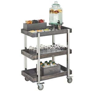151-383483 Ashwood Beverage Serving Cart w/ (3) Shelves - 31"W x 20 1/8"D x 44"H, Metal/Gray Wood