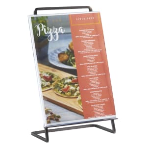 151-392581184 Tabletop Menu Card Holder - 8 1/2"W x 12 3/4"H, Metal, Bronze