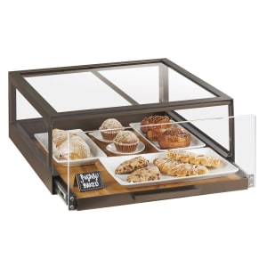 151-393084 1 Drawer Pastry Display Case - 24"L x 24"W x 10 1/8"H, Plastic Case, Bronze Frame